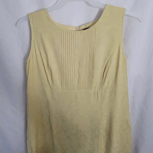 Sag Harbor Pencil Dress Yellow Rayon blend 12P Jacquard Zip sleeveless Retro EUC - Picture 5 of 15